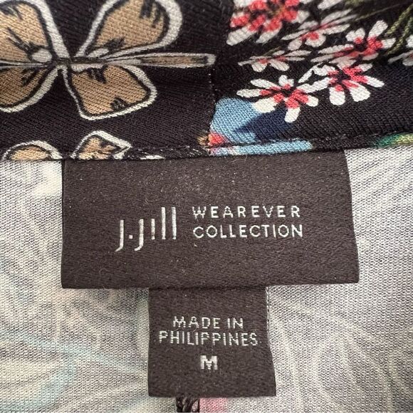 J. Jill Wearever Collection Floral Cowl Neck‎ Jersey Knit Tunic Top Black Medium - Picture 3 of 5